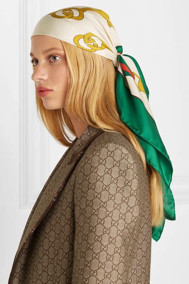 gucci print head scarf|More.